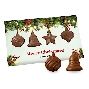 Suklaajoulukortti logolla