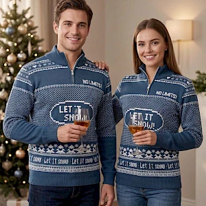 Neulottu joulupaita omalla designilla Zip kaulus