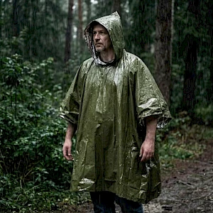 Lämpöponcho 2-in-1 tummanvihreä