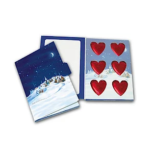 Joulukortti suklaasydän