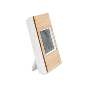 Sääasema bambusta omalla painatuksella