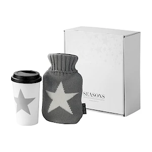 Talvisetti Tähti kuumavesipullo ja take away muki