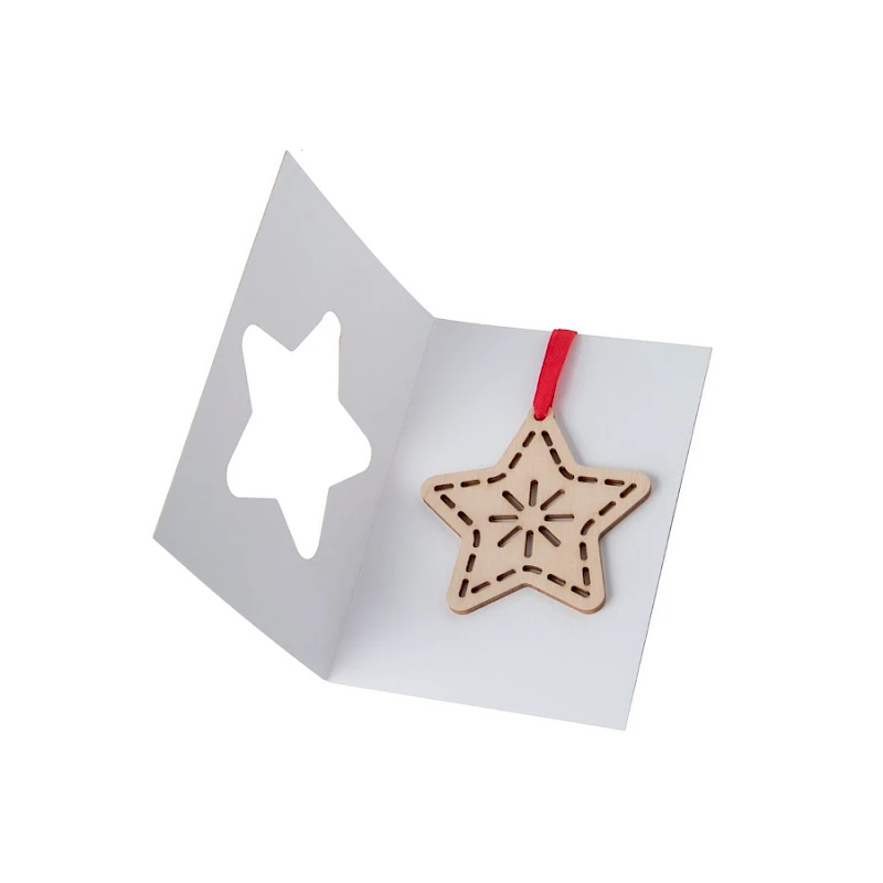 Joulukortti Joulukuusenkoriste puinen