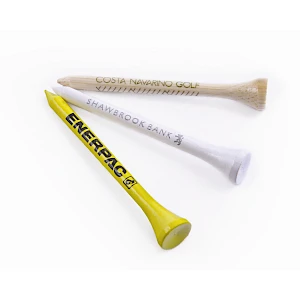 Golf tiit painatuksella Golftiit puinen logolla