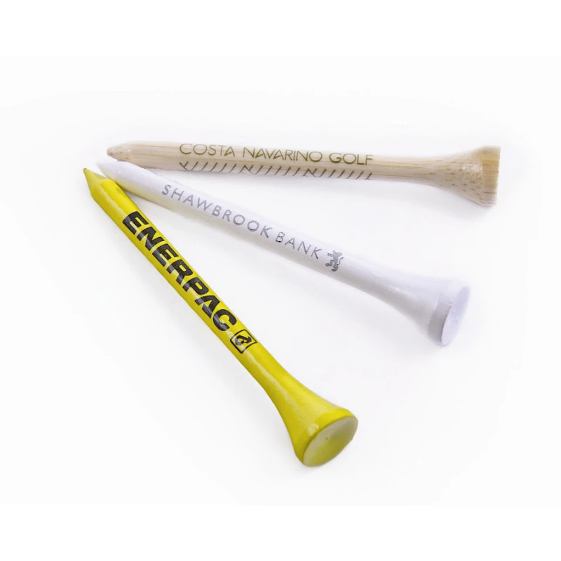 Golf tiit painatuksella Golftiit puinen logolla