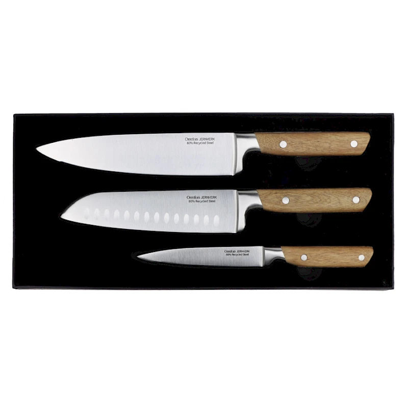 Veitsisetti kierrätettyä terästä