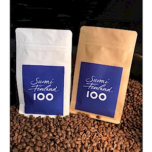 Suomi100 Juhlakahvi kahvipakkaus omalla mainospainatuksella
