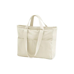 Kangaskassi Double Handle luonnon valkoinen