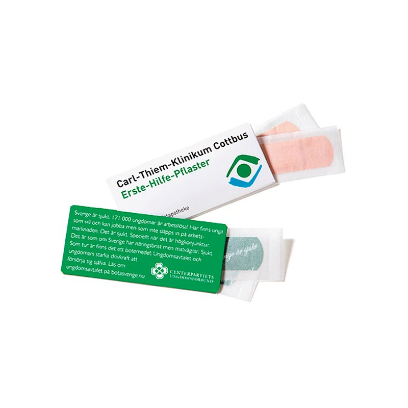 Kartonkinen laastaripakkaus omalla painatuksella