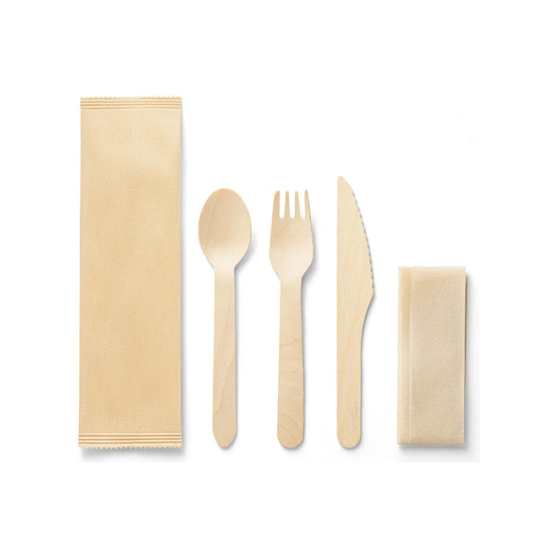 Puinen Aterinsetti Puiset Kertakäyttö Aterimet pussissa