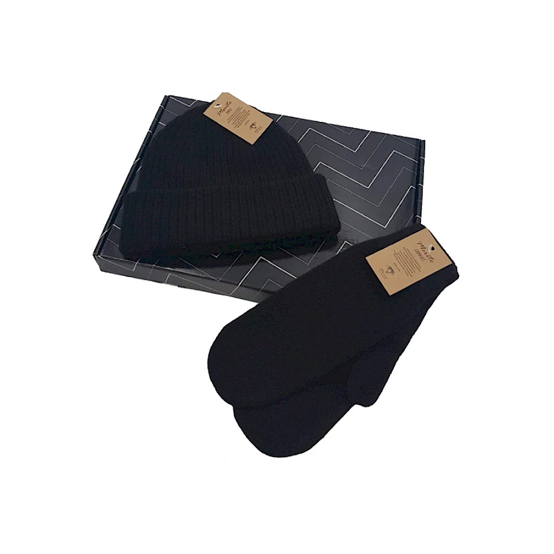 Merinovilla pipo- ja lapaset lahjasetti