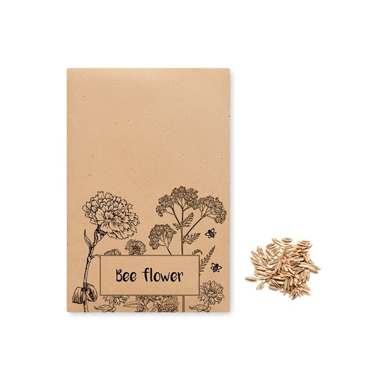 Siemenpussi kierrätyspaperista logolla