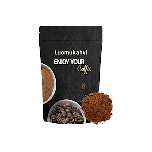 Luomukahvipakkaus omalla painatuksella