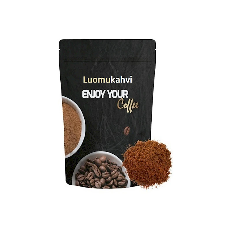Luomukahvipakkaus omalla painatuksella
